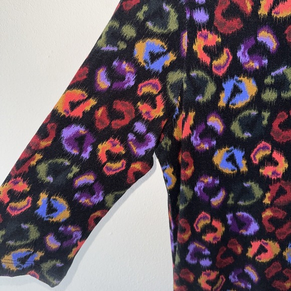 FARM Rio‎ Leopard Print Jersey Sheath Dress in Black Ikat-Dyed Size S - Picture 5 of 12